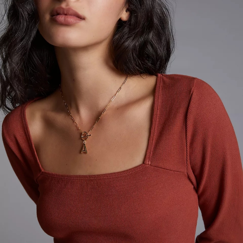 t.la Anthropologie Ribbed Square-Neck Top